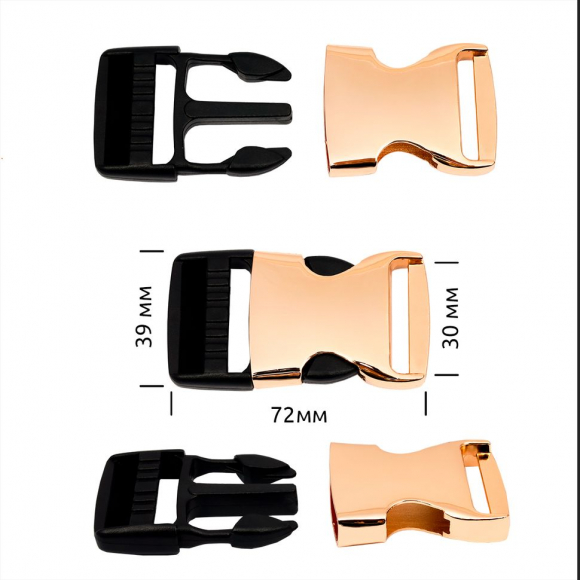 Пряжка-фастекс металл/пластик 30мм TBY-E1315 72x39мм цв. золото/черный уп.6шт