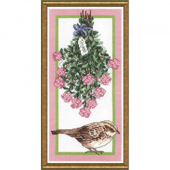 Набор для вышивания JANLYNN арт.008-0208 Воробей с цветами 15х30 см