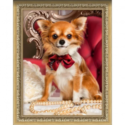 Набор для изготовления картин АЛМАЗНАЯ ЖИВОПИСЬ арт.АЖ.1779 «Чихуахуа с бантиком» 30х40 см