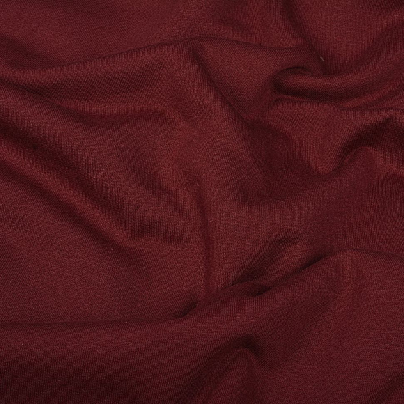 Ткань футер 2х нитка начес однотон. 190г/м?  95% хл  5%эласт  шир.100+100см арт.ДЛ1903080 цв.бордо пач.45-70м