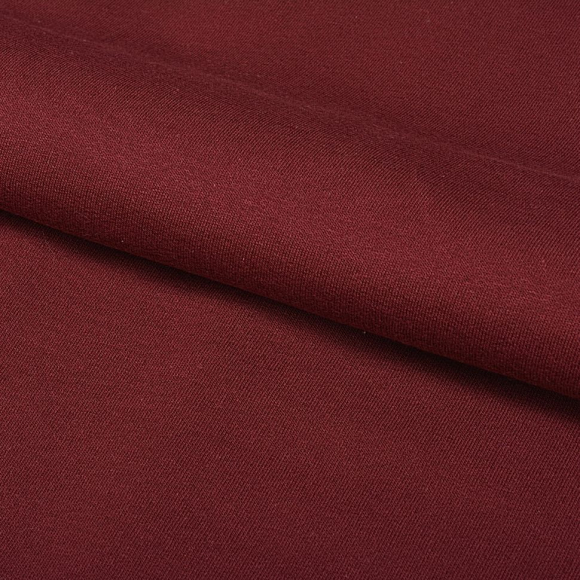 Ткань футер 2х нитка начес однотон. 190г/м?  95% хл  5%эласт  шир.100+100см арт.ДЛ1903080 цв.бордо пач.45-70м