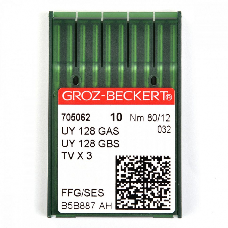 Игла для промышленных швейных машин Groz-Beckert UY128GAS/UY128GBS FFG  №80 уп.10 шт. арт.705062