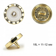 Пуговицы металл TBY.L-1145/6  цв.белый 18L = 11-12 мм, на ножке, 36шт