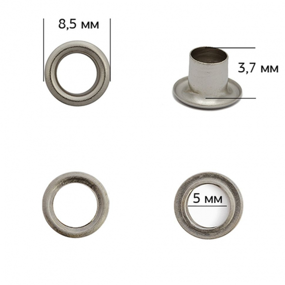 Люверсы сталь TBY.2090 №3 (? 5мм, h 3,7мм) цв. никель черный уп. 1000шт