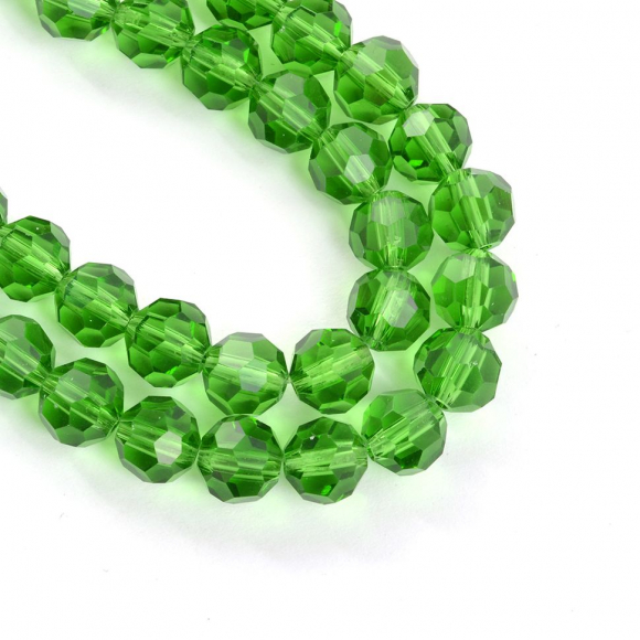 Бусины граненые Рондель (стекло) на нитях арт.TBY-R-2  8х6мм отвер.2мм цв.13 зеленый уп.50х72 бусины