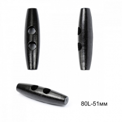Пуговицы деревянные TBY BT.WD.027-4 цв.черный 80L-51мм, 2 прокола, 20 шт