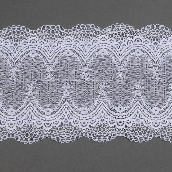 Кружево-стрейч KRUZHEVO арт.TBY.8037 шир.230мм цв.01 белый уп.10м