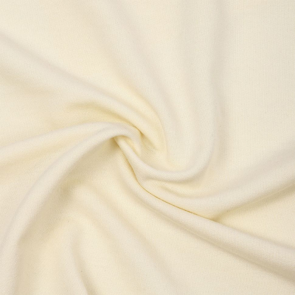 Ткань трикотаж Футер 2х нитка петля 70%пэ 25%вис 5%спан 220г 160см S801 молочный уп.3м