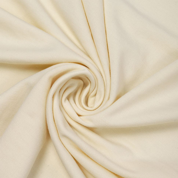 Ткань трикотаж Футер 2х нитка петля 70%пэ 25%вис 5%спан 220г 160см S801 молочный уп.3м