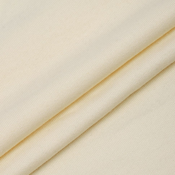 Ткань трикотаж Футер 2х нитка петля 70%пэ 25%вис 5%спан 220г 160см S801 молочный уп.3м