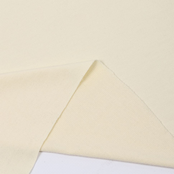 Ткань трикотаж Футер 2х нитка петля 70%пэ 25%вис 5%спан 220г 160см S801 молочный уп.3м