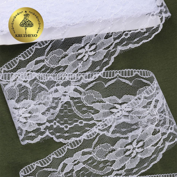 Кружево-трикотаж KRUZHEVO арт.TBY 1668 шир.70мм цв.01 белый, уп.27,4м