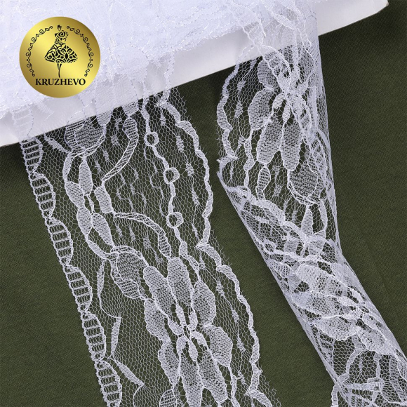 Кружево-трикотаж KRUZHEVO арт.TBY 1668 шир.70мм цв.01 белый, уп.27,4м