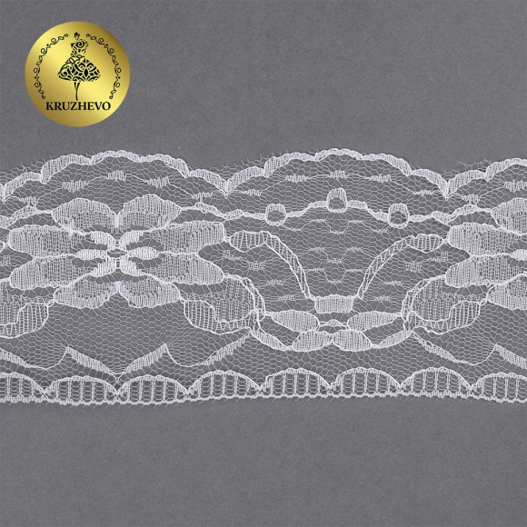Кружево-трикотаж KRUZHEVO арт.TBY 1668 шир.70мм цв.01 белый, уп.27,4м