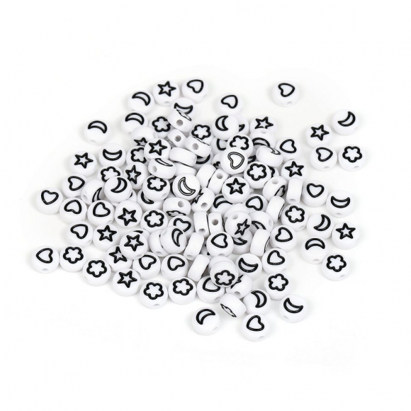 Бусины фигурки черно-белые арт. M4H-B008.1 уп.50г (360 ± 10 шт)