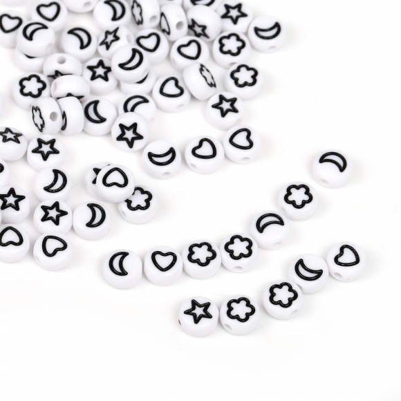 Бусины фигурки черно-белые арт. M4H-B008.1 уп.50г (360 ± 10 шт)