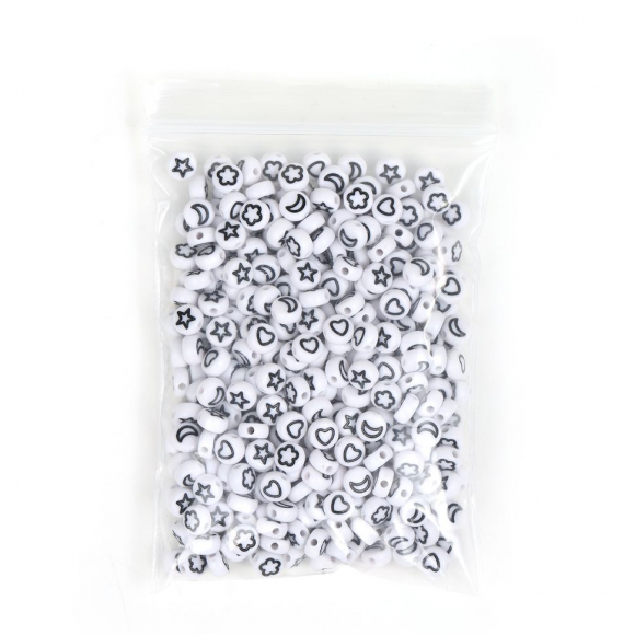Бусины фигурки черно-белые арт. M4H-B008.1 уп.50г (360 ± 10 шт)