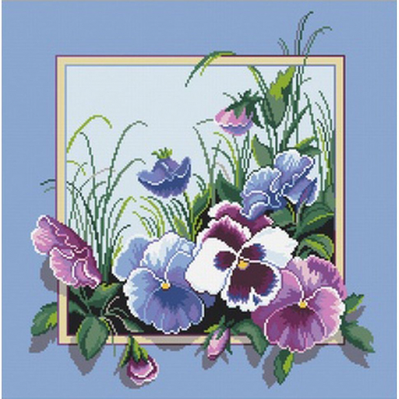 Набор для вышивания мулине НИТЕКС арт.А-0048 Анютки 38х38 см