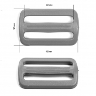 Пряжка регулятор двухщелевая 40мм TN40А цв.серый нагрузка 80 кг уп.100 шт