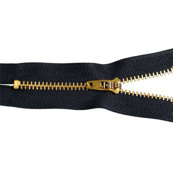 Молния MaxZipper джинсовая золото №4 10см н/р, замок М-4002 цв.F322 черный уп.50шт