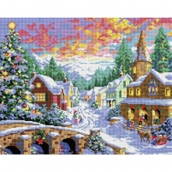 Набор Белоснежка для изготовления картин со стразами на подрамнике арт.БЛ.303-ST-S Рождественская ночь 40х50см