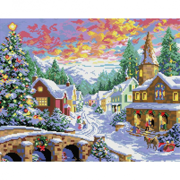 Набор Белоснежка для изготовления картин со стразами на подрамнике арт.БЛ.303-ST-S Рождественская ночь 40х50см