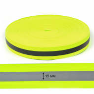 Лента светоотражающая, флуоресцентно желтая с серой полосой (резинка) TBY отр.R200-280 шир.40мм арт.SV.R4050 уп.50м