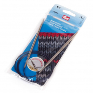 212166 PRYM Спицы круговые для вязания с гибкой черной леской 5мм 100см алюминий уп.1шт