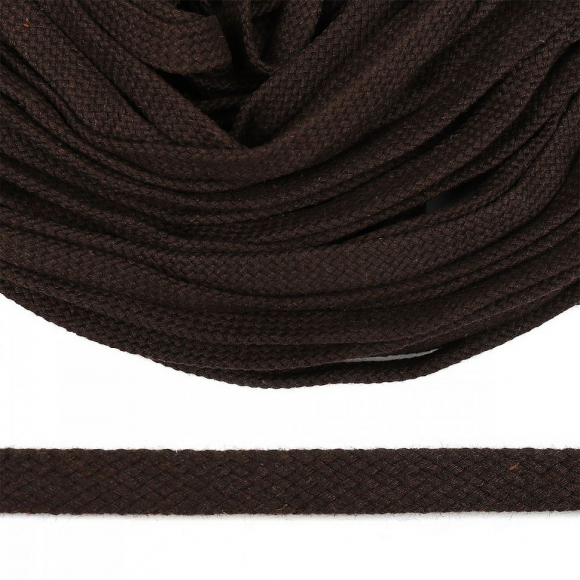 Шнур плоский х/б 12мм турецкое плетение TW цв.016 коричневый уп.50м