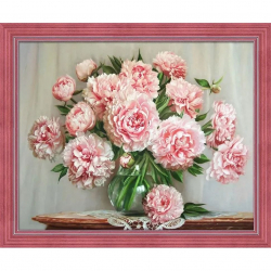 Набор для изготовления картин АЛМАЗНАЯ ЖИВОПИСЬ арт.АЖ.1677 Нежные пионы 50х40 см