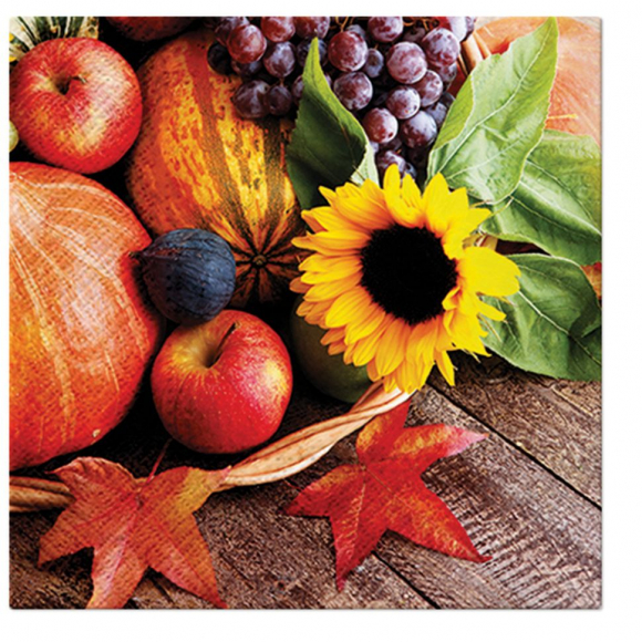 Салфетки трехслойные для декупажа, коллекция "Lunch"  PAW Decor Collection "Осенние сокровища"