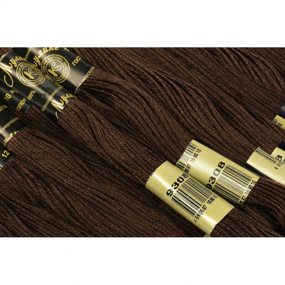 Нитки мулине цв.9308 т.коричневый 12х10м С-Пб