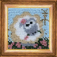 Набор для вышивания ВЫШИВАЛЬНАЯ МОЗАИКА арт. 211ЗД Веселая овечка 6,5х6,5см