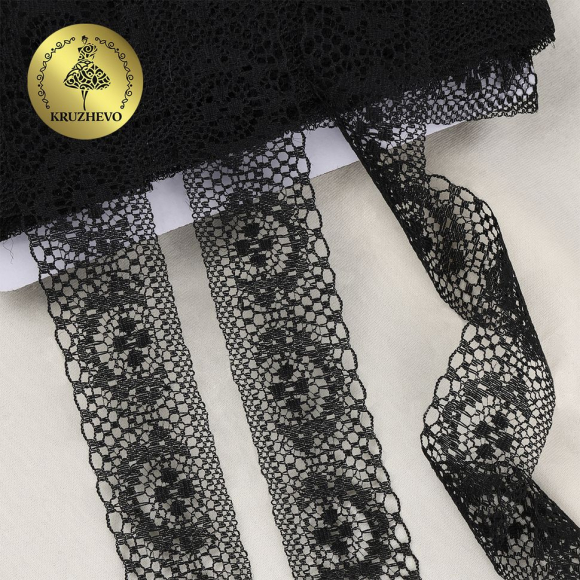 Кружево-трикотаж KRUZHEVO арт.TBY 1660 шир.40мм цв.10 черный, уп.27,4м Кружево-трикотаж KRUZHEVO арт.TBY 1660 шир.40мм цв.10 черный, уп.27,4м