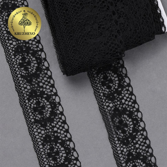 Кружево-трикотаж KRUZHEVO арт.TBY 1660 шир.40мм цв.10 черный, уп.27,4м Кружево-трикотаж KRUZHEVO арт.TBY 1660 шир.40мм цв.10 черный, уп.27,4м