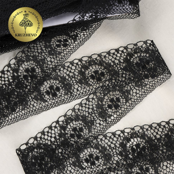 Кружево-трикотаж KRUZHEVO арт.TBY 1660 шир.40мм цв.10 черный, уп.27,4м Кружево-трикотаж KRUZHEVO арт.TBY 1660 шир.40мм цв.10 черный, уп.27,4м