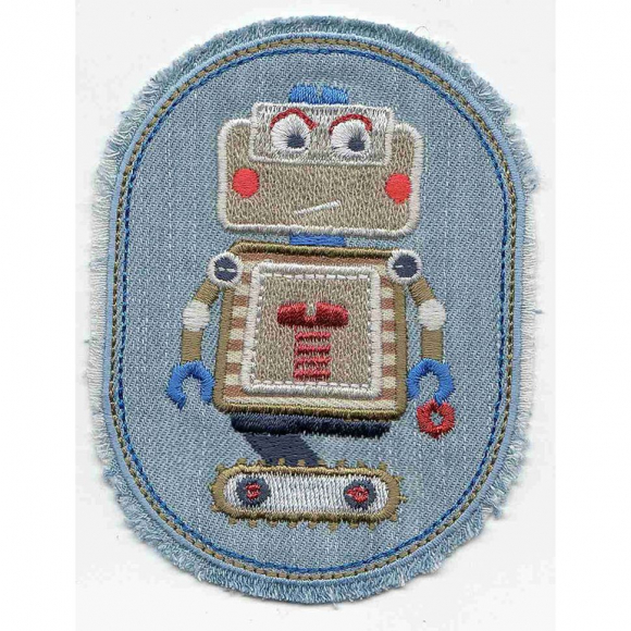 Термоаппликация HKM "Робот в овале на джинсе"