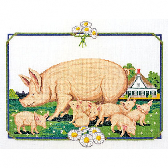 Набор для вышивания PERMIN арт.70-7406 Семья на ферме 47х35 см