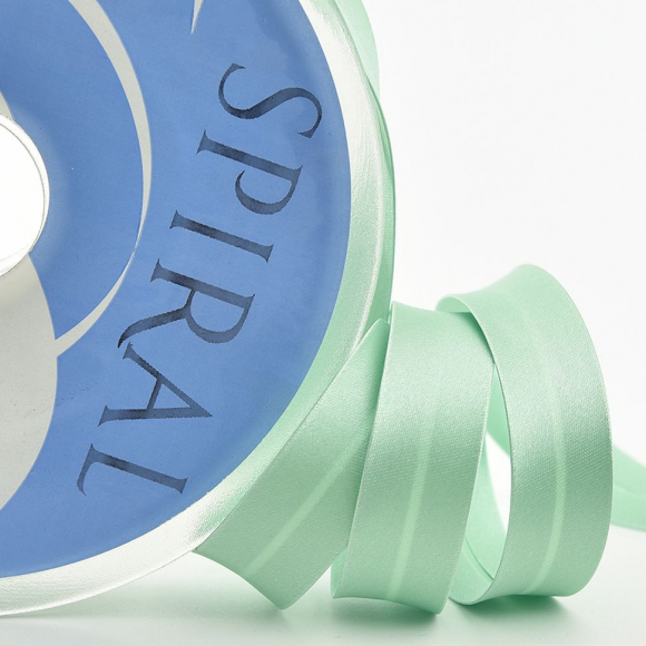 Косая бейка атласная 20 мм, 25 м, цвет 35, светло-зеленый