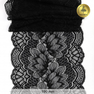 Кружево-стрейч KRUZHEVO арт.TBY.6391 шир.190мм цв.02 черный уп.3м