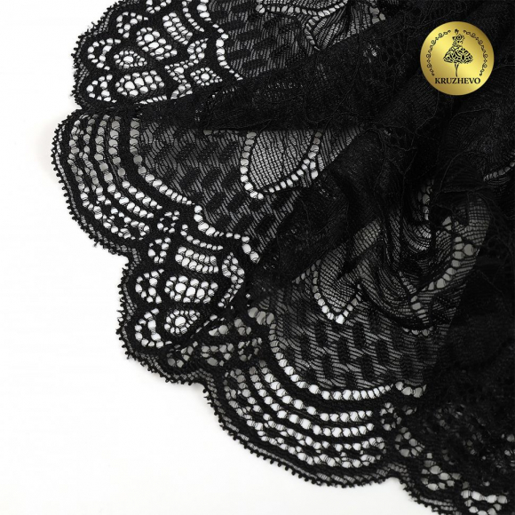 Кружево-стрейч KRUZHEVO арт.TBY.6391 шир.190мм цв.02 черный уп.3м