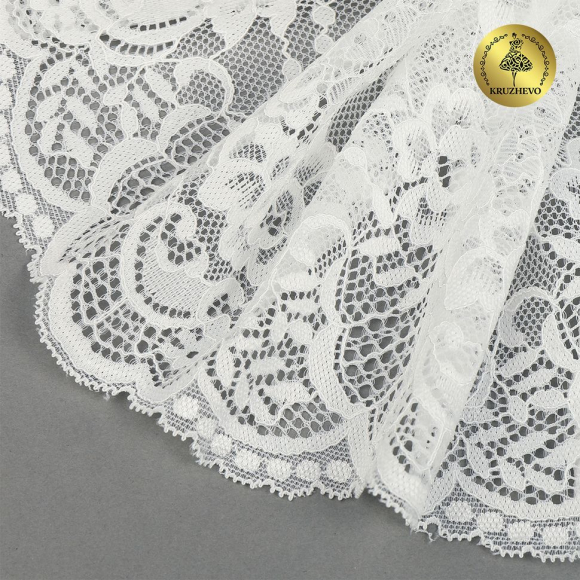 Кружево-стрейч KRUZHEVO арт.TBY.6392 шир.190мм цв.004 белый уп.10м