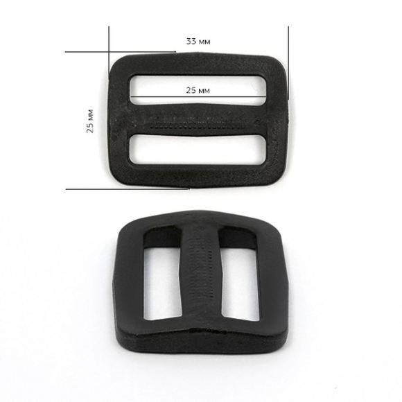 Пряжка двухщелевая 25мм А3, цв.черный уп.1000шт