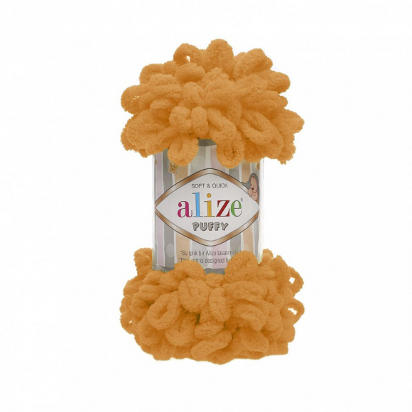 Пряжа для вязания Ализе Puffy (100% микрополиэстер) 5х100г/9.5м цв.336 оранжевый