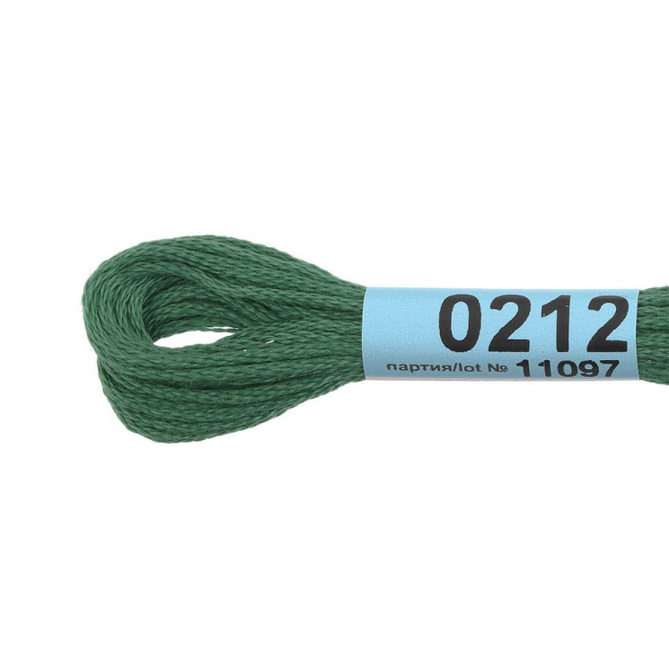 Нитки для вышивания Gamma мулине (0207-0819) 100% хлопок 24 x 8 м цв.0212 зеленый