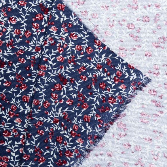 Ткань Твил 140 г/м? 100% вискоза шир.145 см арт.Р.33898.02 цв.02 синий рул.25м