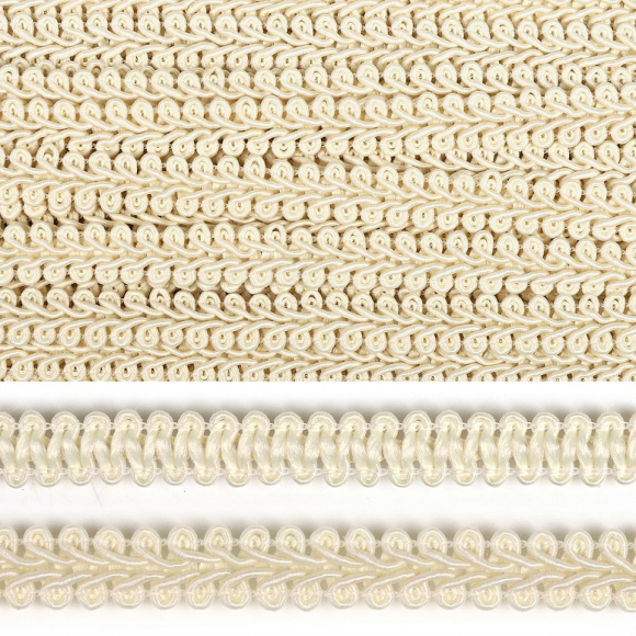 Тесьма TBY Шанель плетеная шир.12мм 0384-0016 цв.F102 молочный уп.18,28м