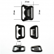 Крючок-застежка для бюстгальтера для кормящих мам пластик TBY-75303 20мм цв.черный уп.20 шт