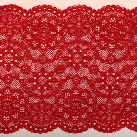 Кружево-стрейч KRUZHEVO арт.TBY.00755 шир.185мм цв.100 красный уп.25м Кружево-стрейч KRUZHEVO арт.TBY.00755 шир.185мм цв.100 красный уп.25м