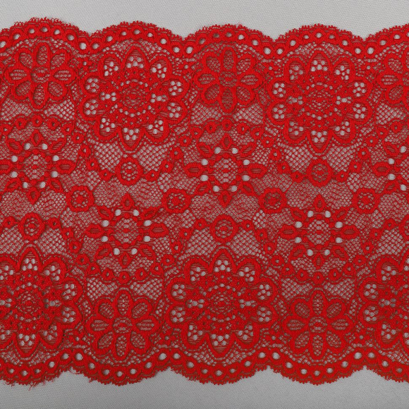 Кружево-стрейч KRUZHEVO арт.TBY.00755 шир.185мм цв.100 красный уп.25м Кружево-стрейч KRUZHEVO арт.TBY.00755 шир.185мм цв.100 красный уп.25м